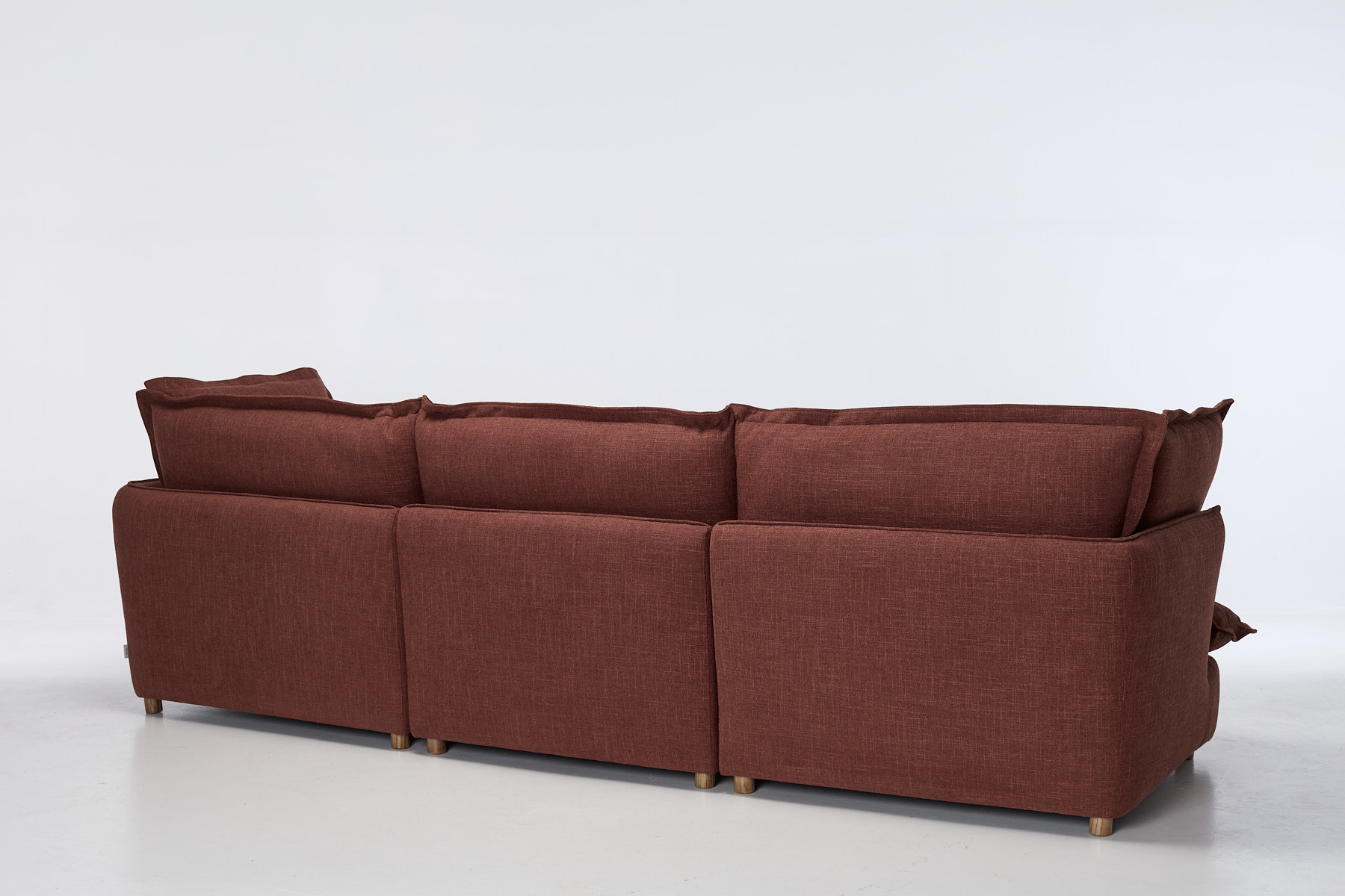 Aura Modern 5 Seater Sofa - Berry Premium Basket Weave Chenille