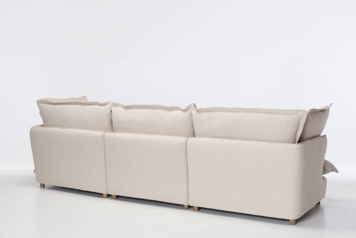 Aura Modern 5 Seater Sofa - Oatmeal Premium Basket Weave Chenille