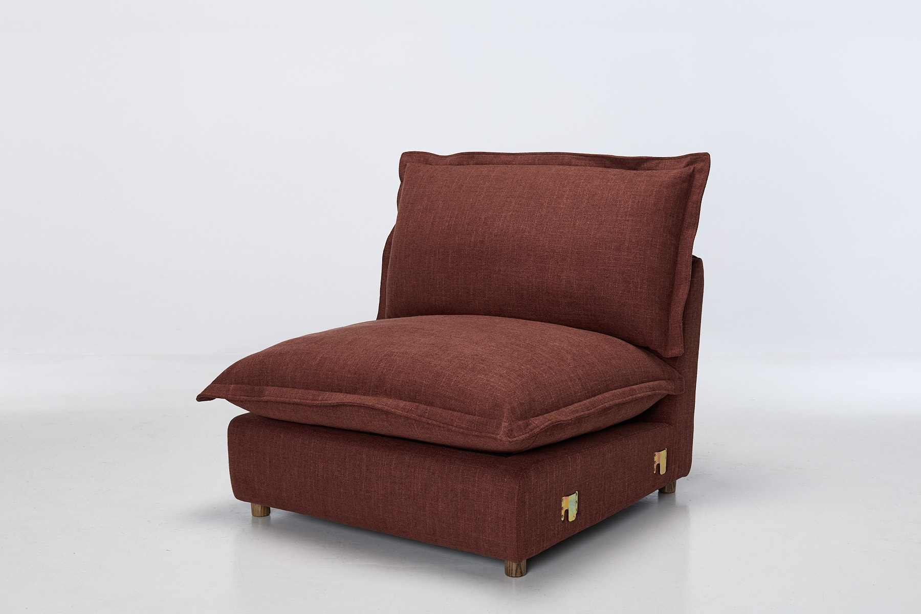 Aura Modern Armless Seat - Berry Premium Basket Weave Chenille