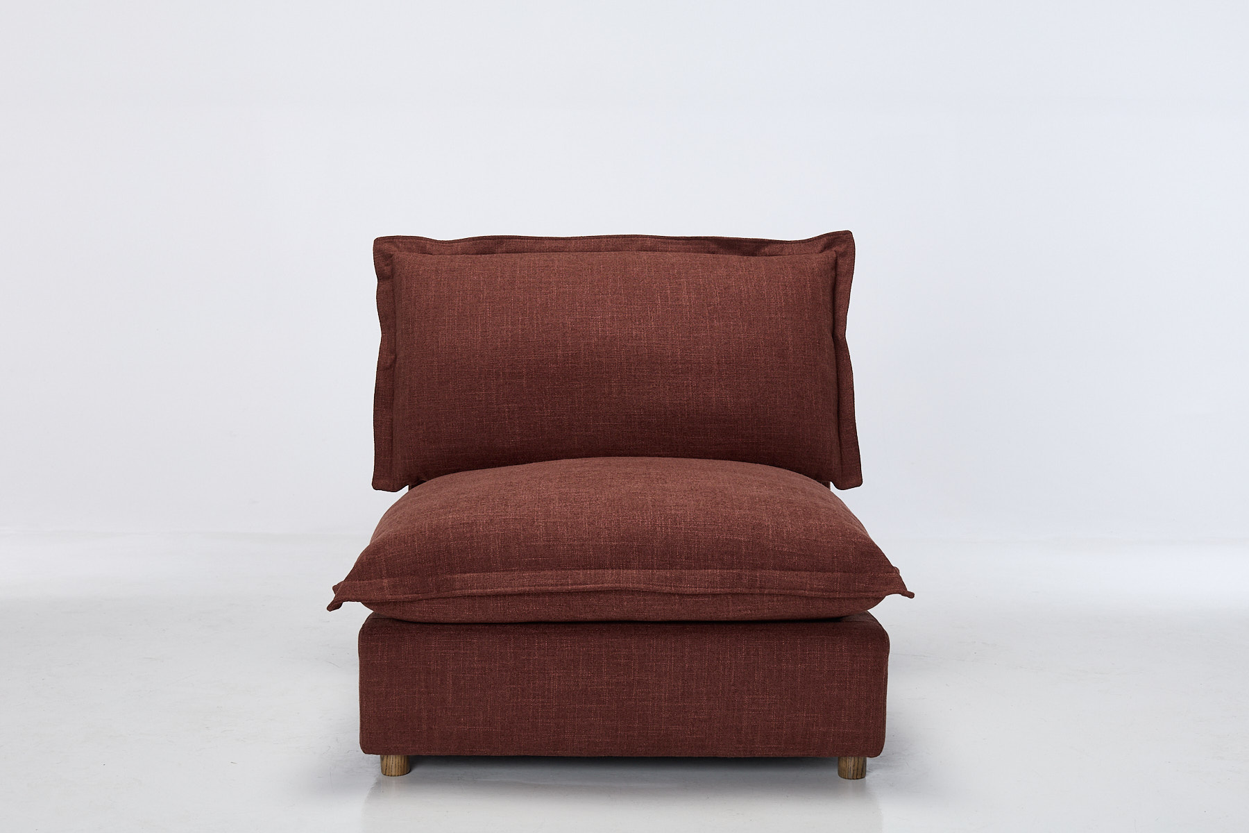 Aura Modern Armless Seat - Berry Premium Basket Weave Chenille