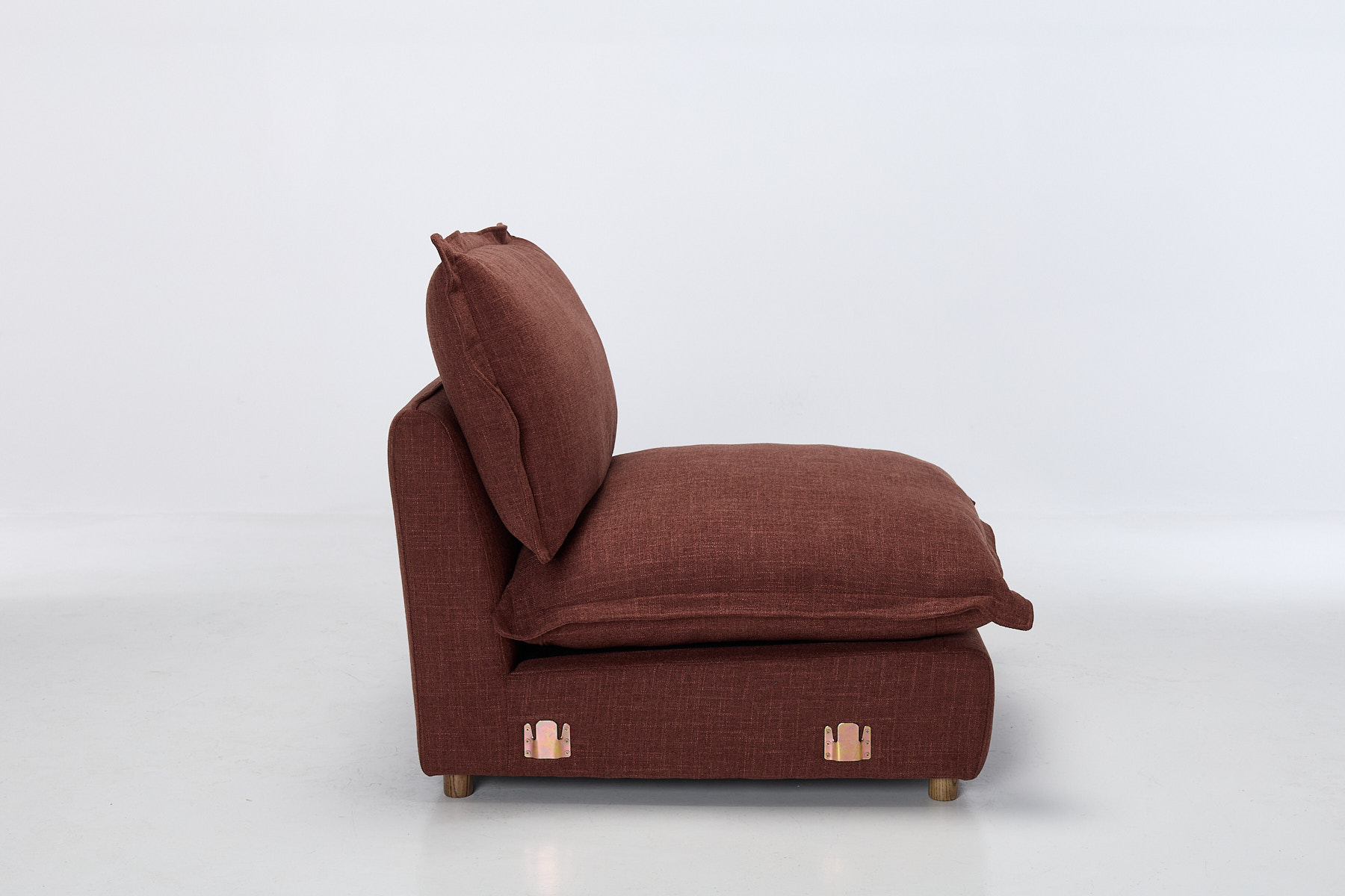 Aura Modern Armless Seat - Berry Premium Basket Weave Chenille