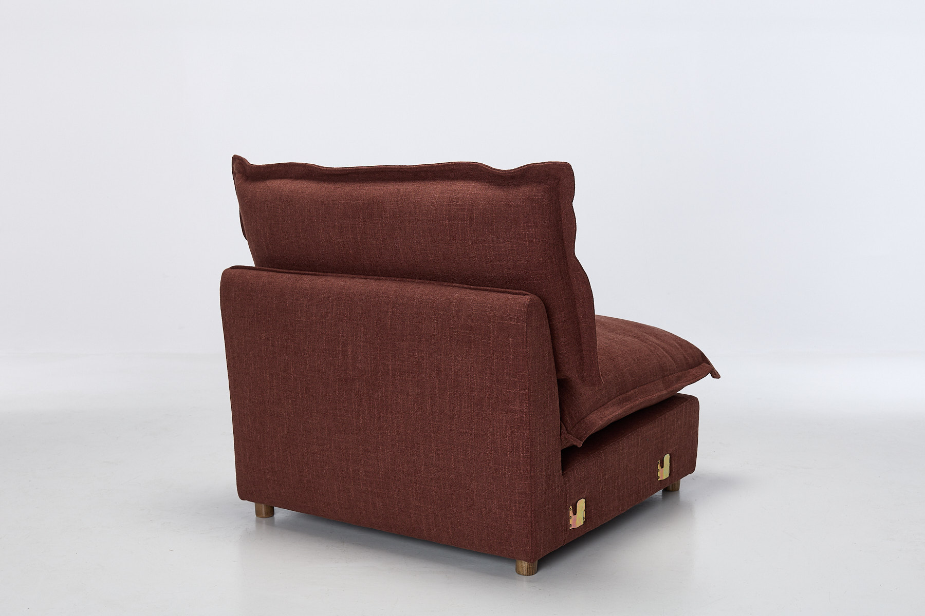 Aura Modern Armless Seat - Berry Premium Basket Weave Chenille