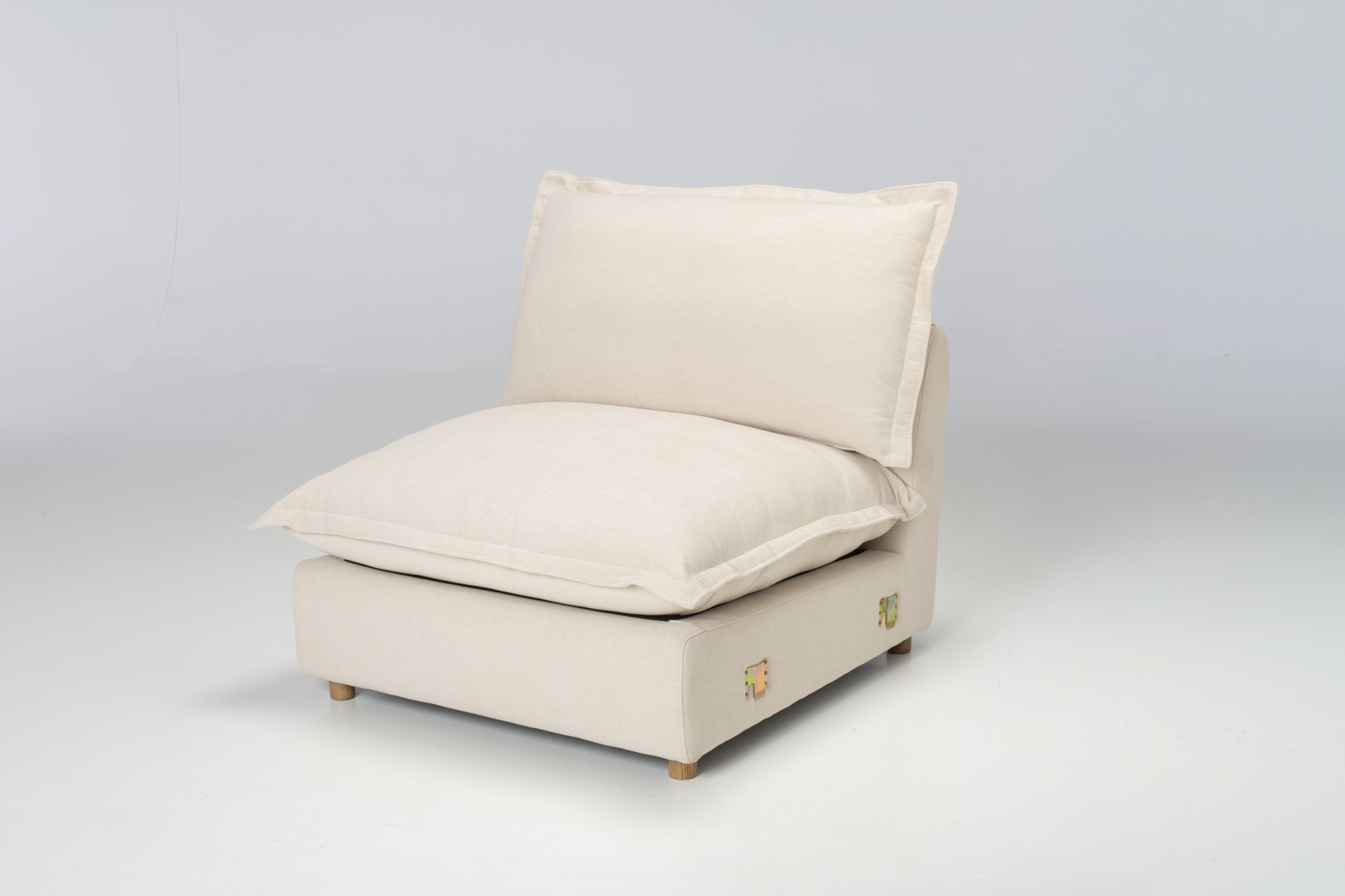 Aura Armless Seat - Premium Modular Armless Sofa Seat, Natural Fine Weave Chenille