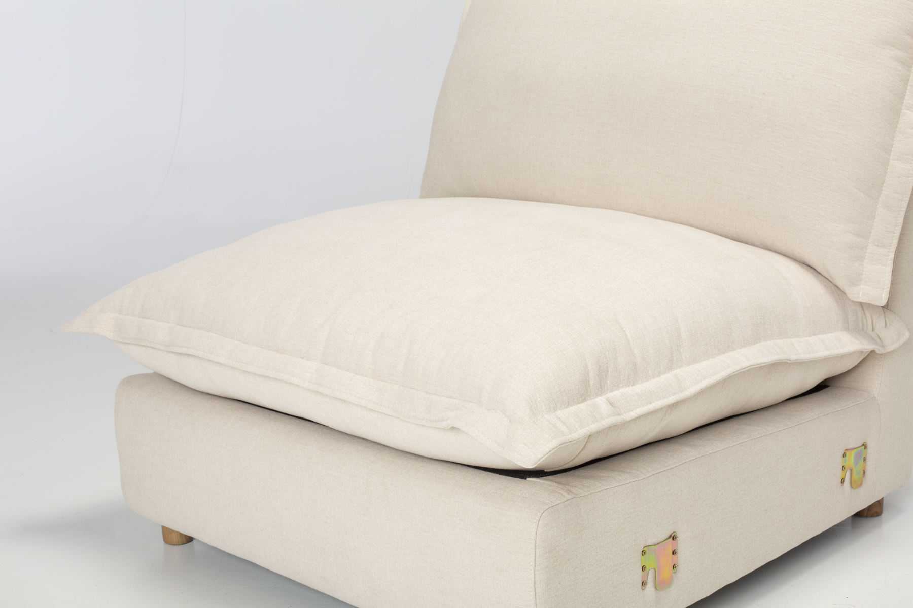 Aura Armless Seat - Premium Modular Armless Sofa Seat, Natural Fine Weave Chenille