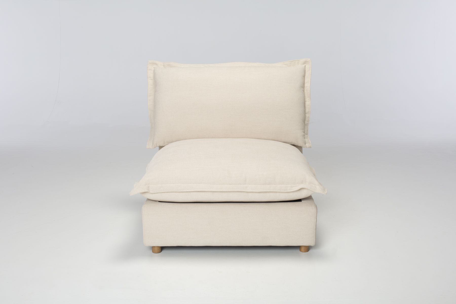 Aura Armless Seat - Premium Modular Armless Sofa Seat, Natural Fine Weave Chenille
