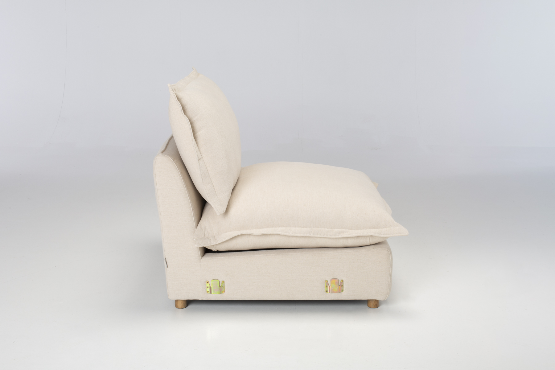Aura Armless Seat - Premium Modular Armless Sofa Seat, Natural Fine Weave Chenille