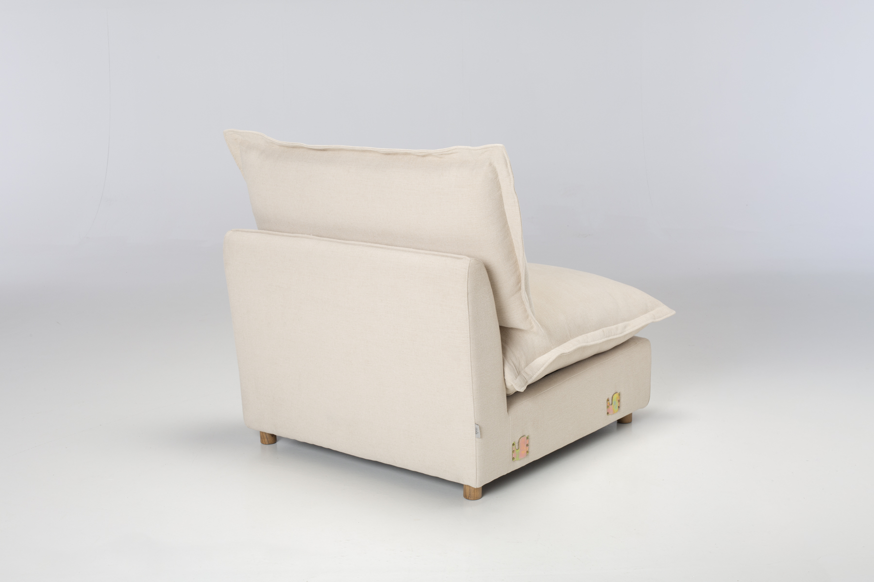Aura Armless Seat - Premium Modular Armless Sofa Seat, Natural Fine Weave Chenille