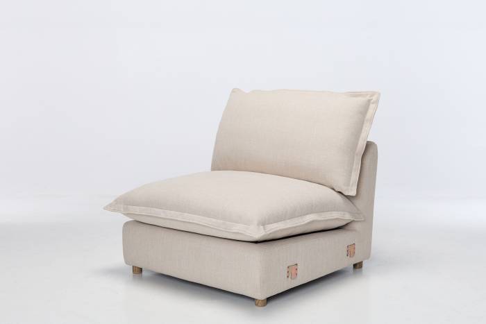 Aura Modern Armless Seat - Oatmeal Premium Basket Weave Chenille