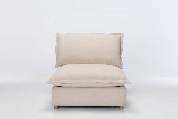 Aura Modern Armless Seat - Oatmeal Premium Basket Weave Chenille