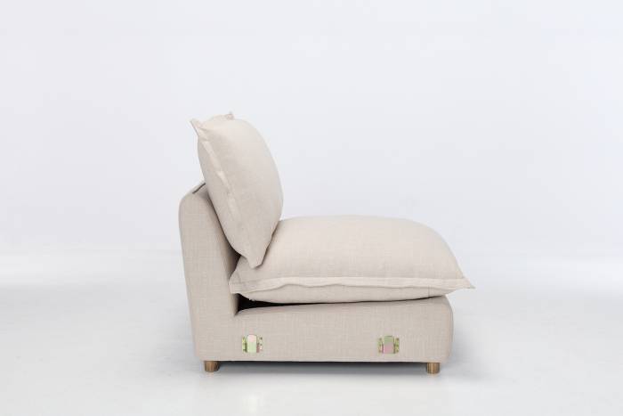 Aura Modern Armless Seat - Oatmeal Premium Basket Weave Chenille
