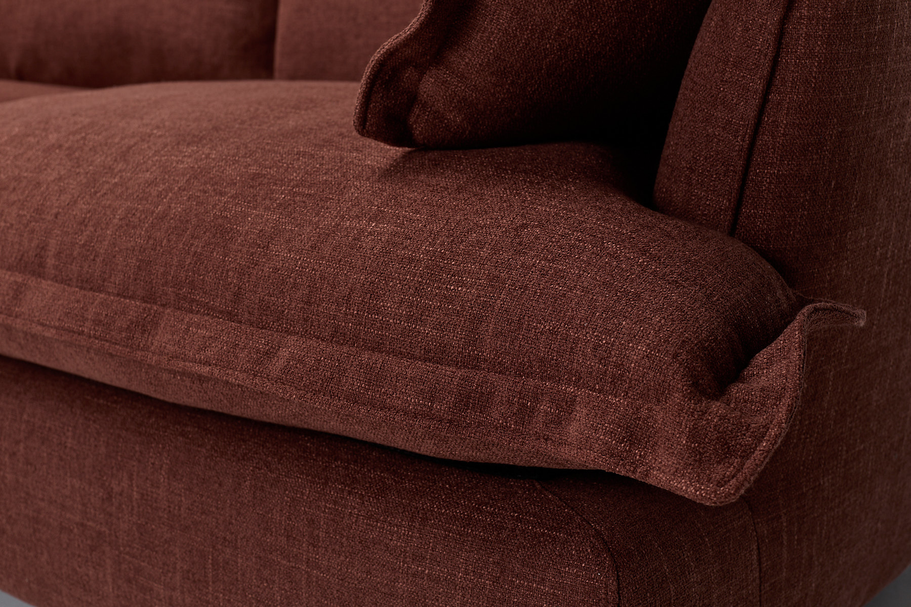 Aura Modern Sofa - Berry Premium Basket Weave Chenille
