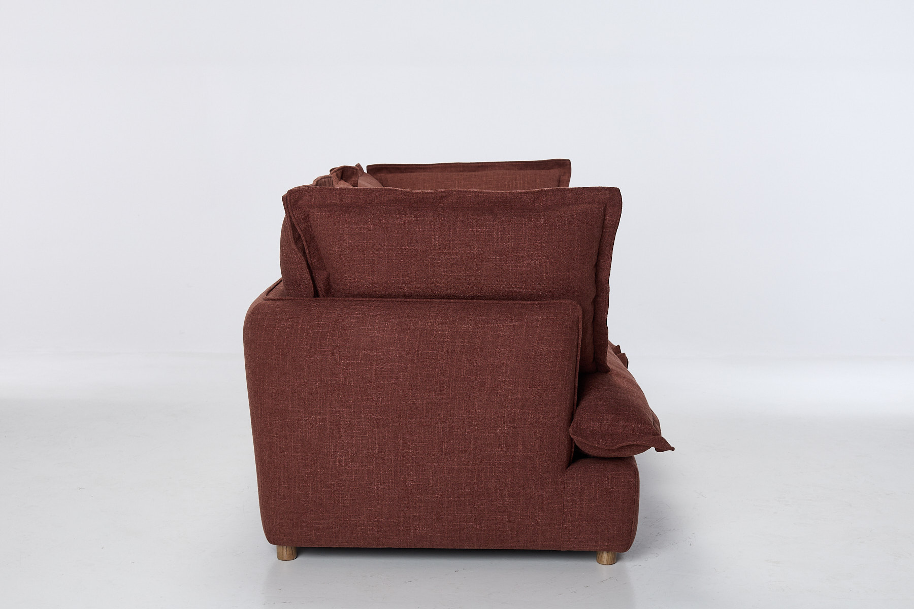 Aura Modern Sofa - Berry Premium Basket Weave Chenille