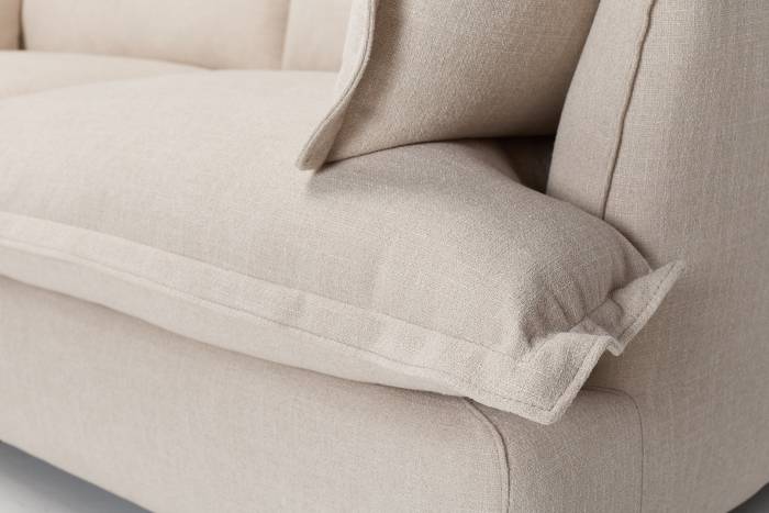 Aura Modern Sofa - Oatmeal Premium Basket Weave Chenille