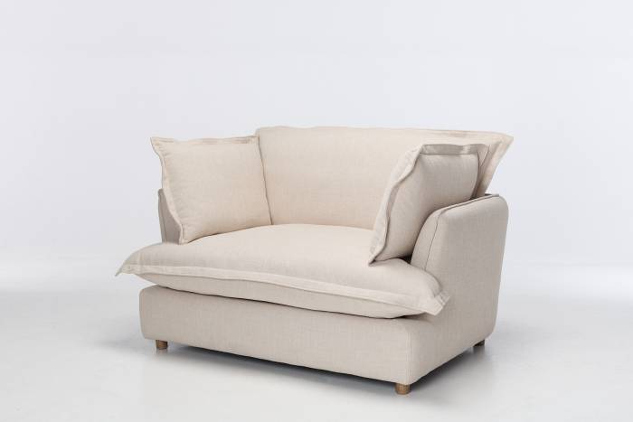 Aura Modern Snuggle Chair - Oatmeal Premium Basket Weave Chenille