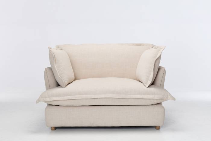 Aura Modern Snuggle Chair - Oatmeal Premium Basket Weave Chenille