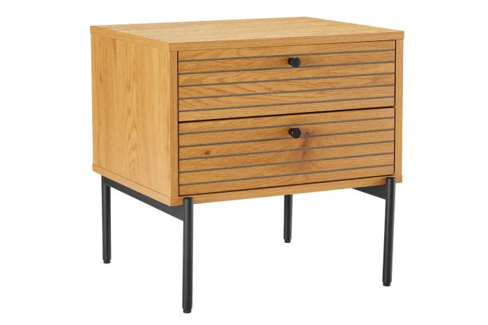 Bergen - Oak Effect 2 Drawer Bedside Table