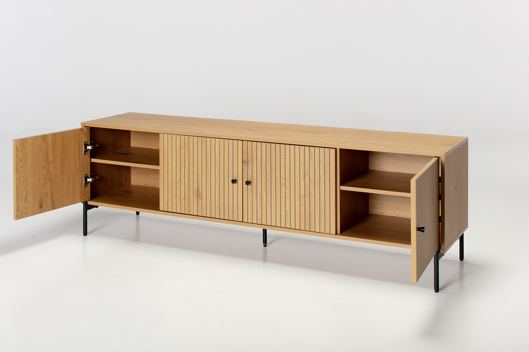 Bergen TV Unit - 1.8m Oak Effect 4 Door TV Unit