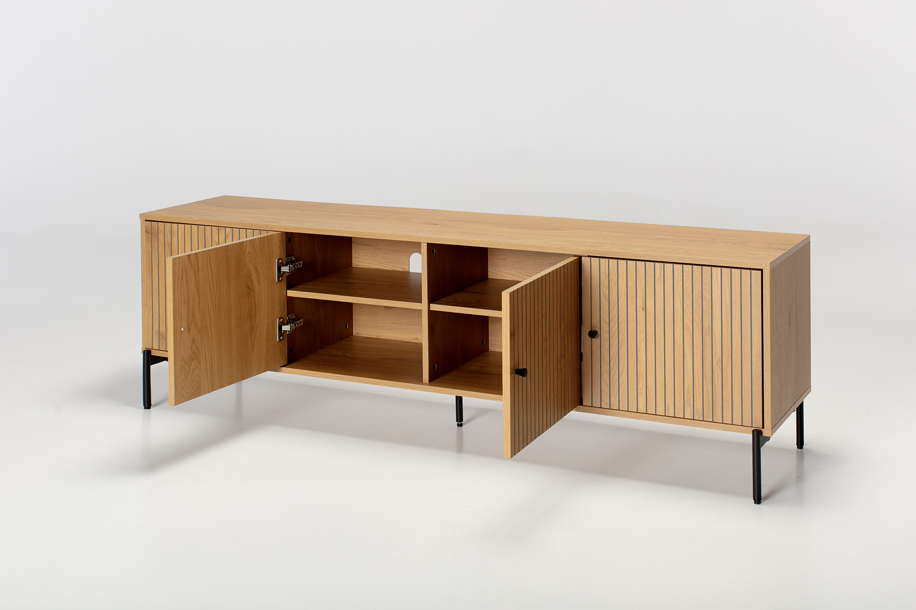 Bergen TV Unit - 1.8m Oak Effect 4 Door TV Unit