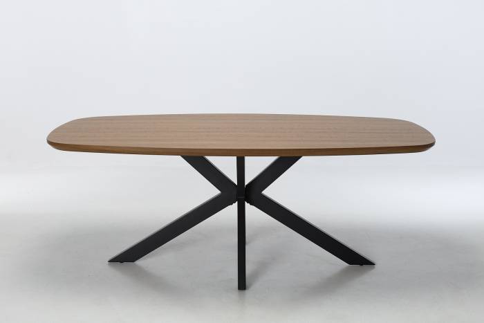 Florian - Oak Effect 2m Oval Dining Table with Black Metal Base