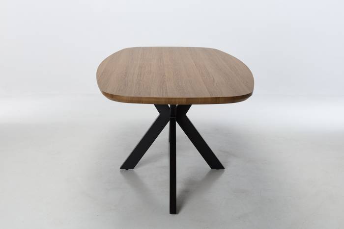 Florian - Oak Effect 2m Oval Dining Table with Black Metal Base
