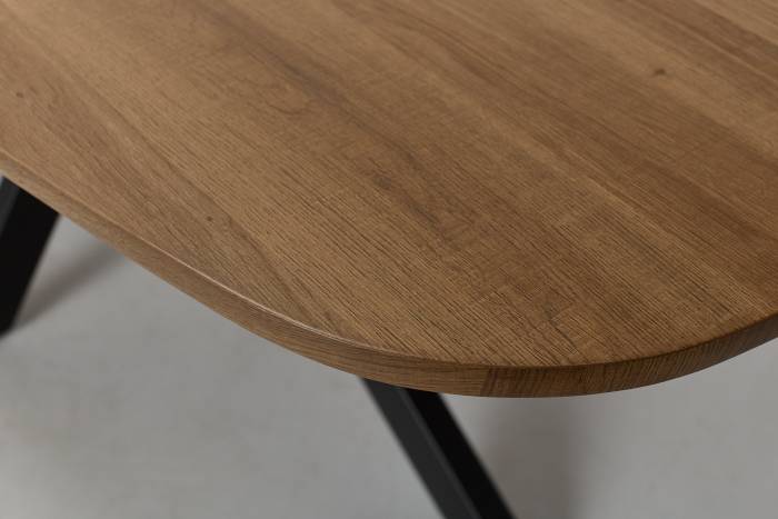 Florian - Oak Effect 2m Oval Dining Table with Black Metal Base