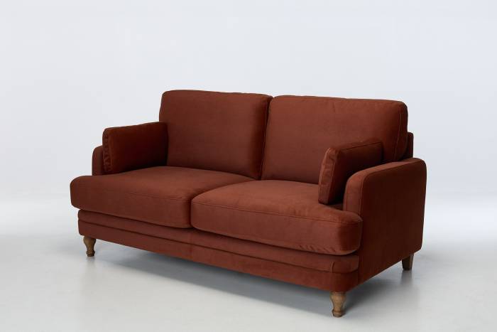 Langley Modern 2 Seater Sofa - Luxe Copper Velvet