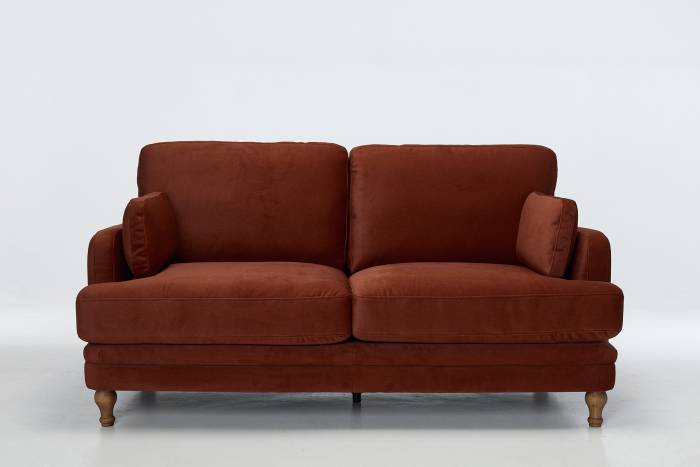 Langley Modern 2 Seater Sofa - Luxe Copper Velvet