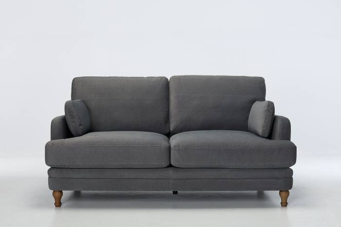 Modern 2 Seater Sofa - Luxe Dark Grey Velvet