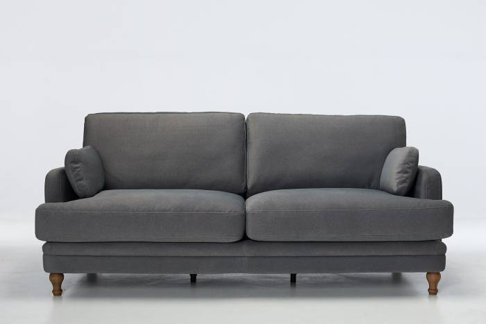 Modern 3 Seater Sofa - Luxe Dark Grey Velvet