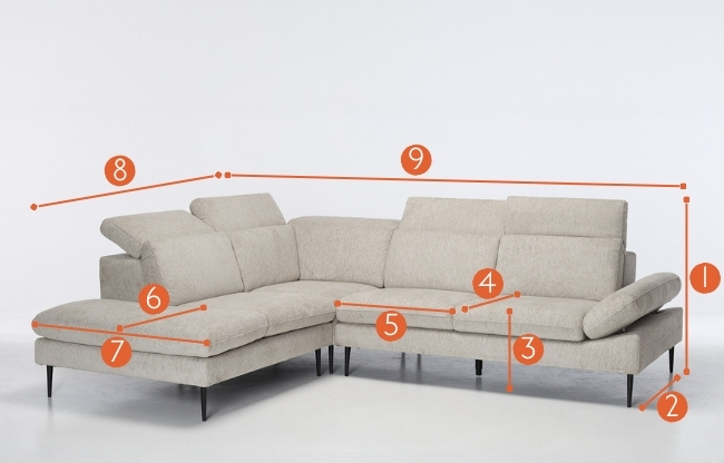 Madison corner sofa left hand chaise measurements