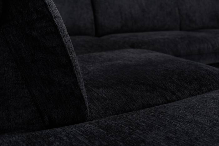 Madison Modern Left Hand Facing Chaise Corner Sofa - Black Chenille