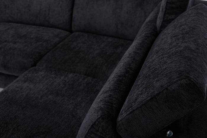 Madison Modern Left Hand Facing Chaise Corner Sofa - Black Chenille
