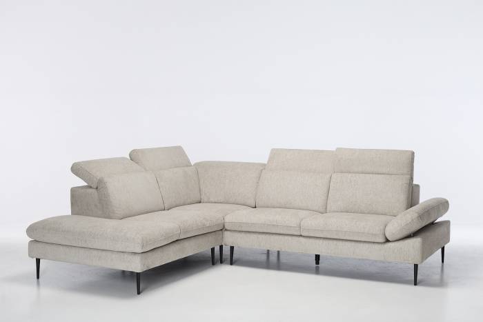 Madison Modern Left Hand Facing Chaise Corner Sofa - Dove Grey Chenille