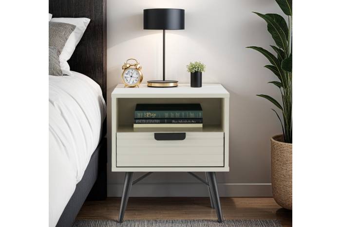 Malmo - 1 Drawer Bedside Table, Pastel Grey - Image 7