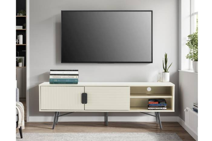 Malmo 1.5m TV Unit with 2 Doors & Open Storage - Pastel Grey