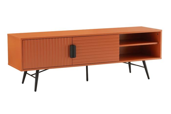 Malmo 1.5m TV Unit with 2 Doors & Open Storage - Terracotta