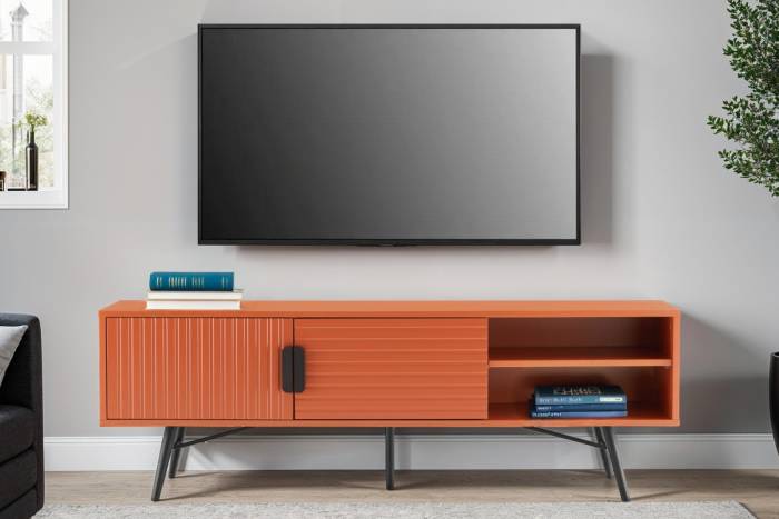 Malmo 1.5m TV Unit with 2 Doors & Open Storage - Terracotta