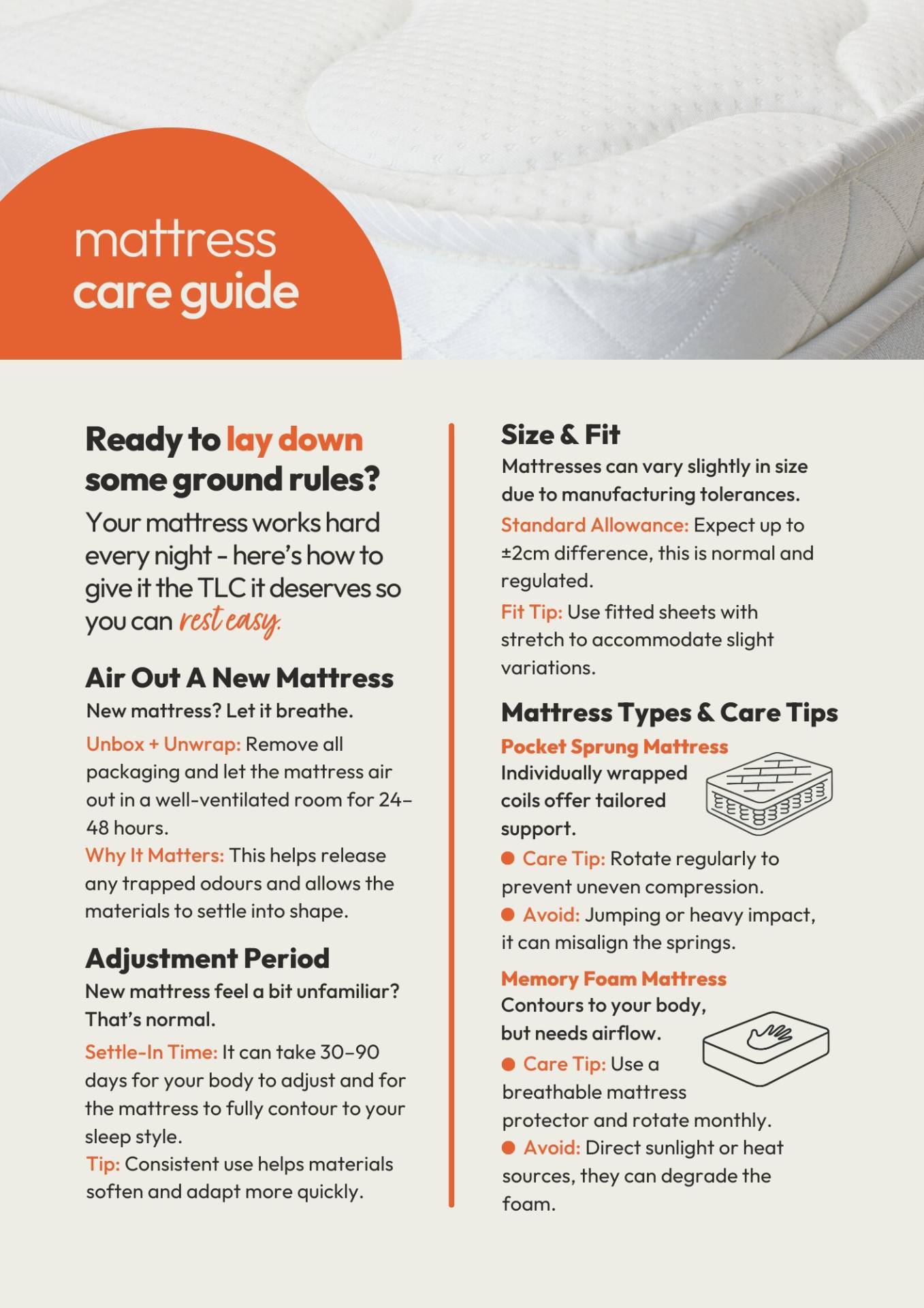 Furniture Outlet Mattress Care Guide Cover Image
