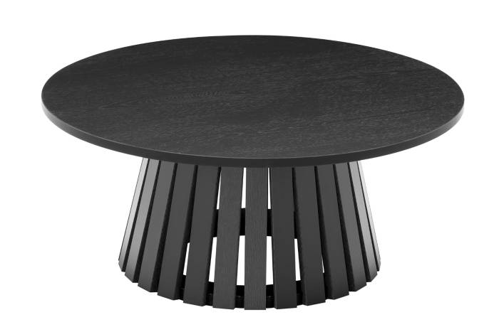Stockholm Large Round Coffee Table with Slatted Pedestal Base - Black