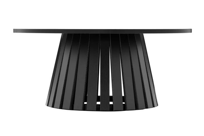 Stockholm Large Round Coffee Table with Slatted Pedestal Base - Black