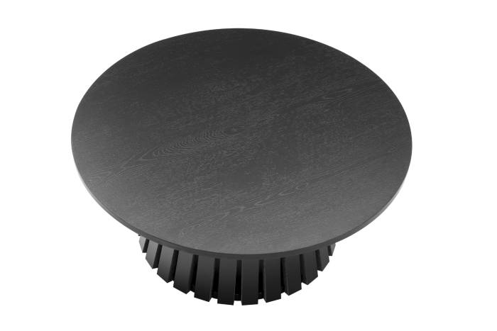 Stockholm Large Round Coffee Table with Slatted Pedestal Base - Black
