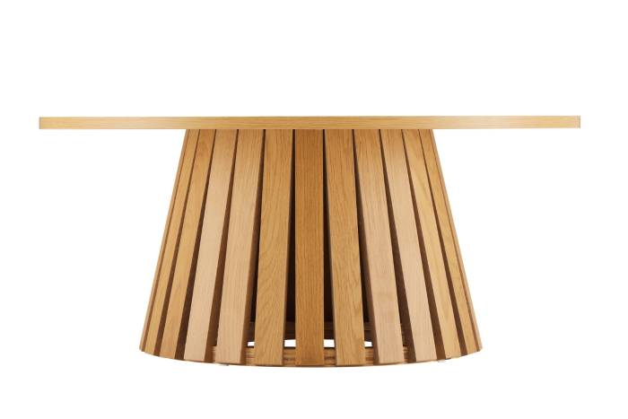 Stockholm Large Round Coffee Table with Slatted Pedestal Base - Oak Effect