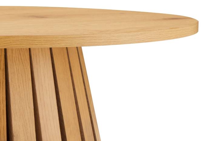 Stockholm Large Round Coffee Table with Slatted Pedestal Base - Oak Effect