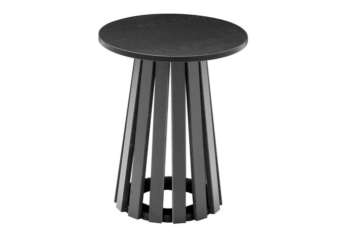 Stockholm Small Round Coffee Table with Slatted Pedestal Base - Black