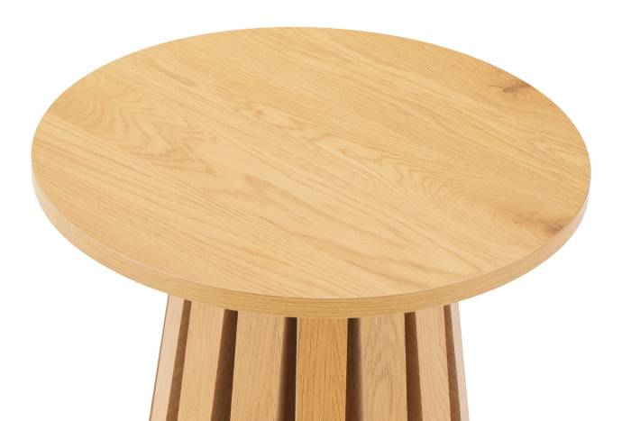 Stockholm Small Round Coffee Table with Slatted Pedestal Base - Oak Effect
