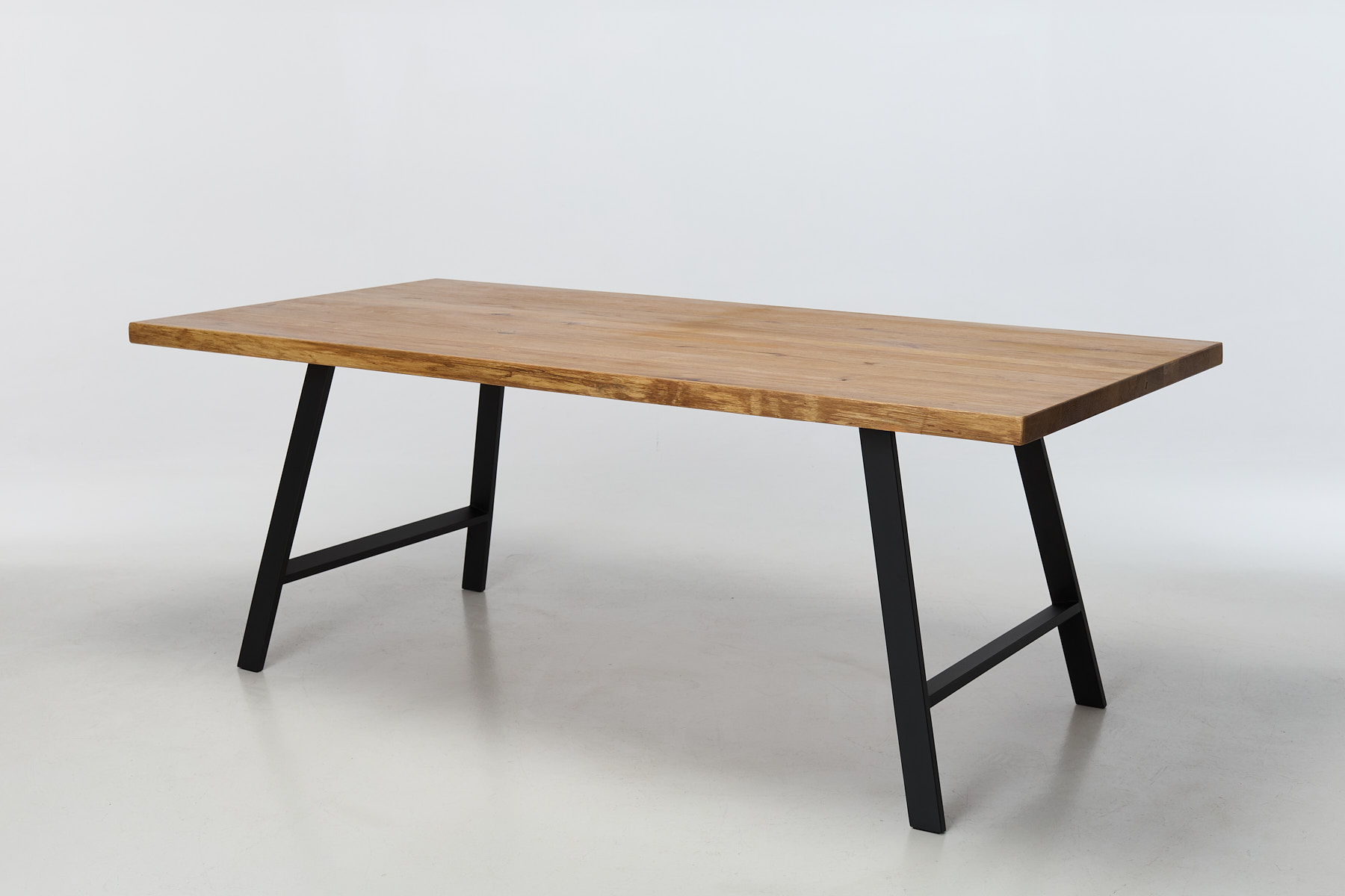 Alder 1.8m Live Edge Solid Oak Dining Table with Black Legs