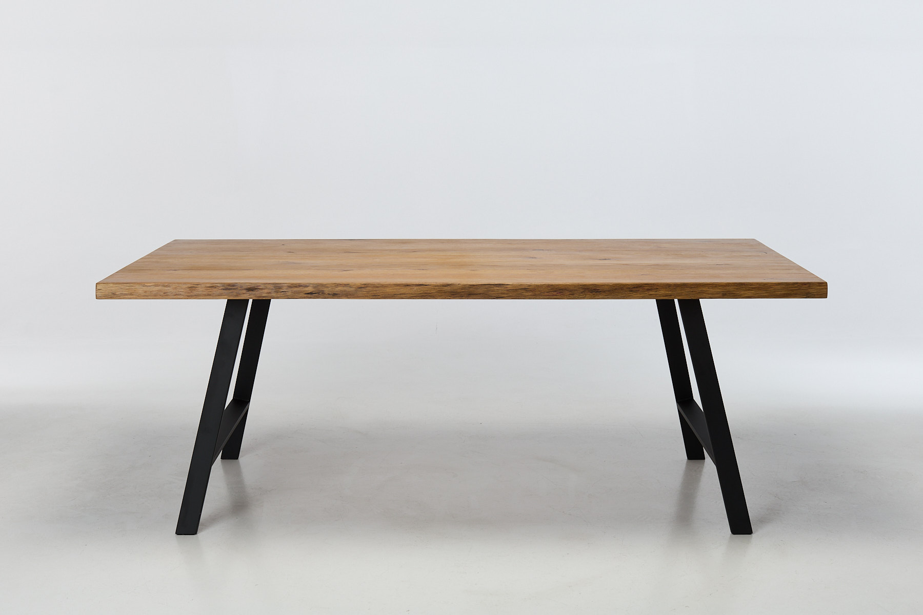 Alder 1.8m Live Edge Solid Oak Dining Table with Black Legs