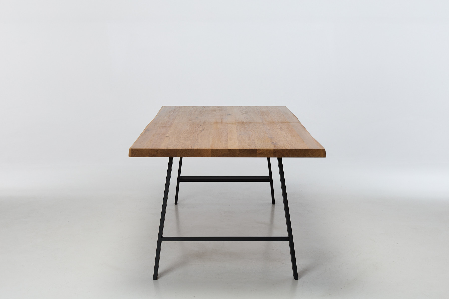 Alder 1.8m Live Edge Solid Oak Dining Table with Black Legs