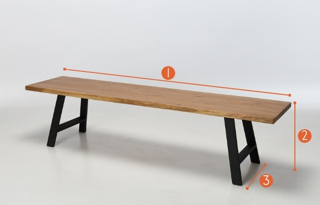 Alder 1.9m Dining Bench measurements