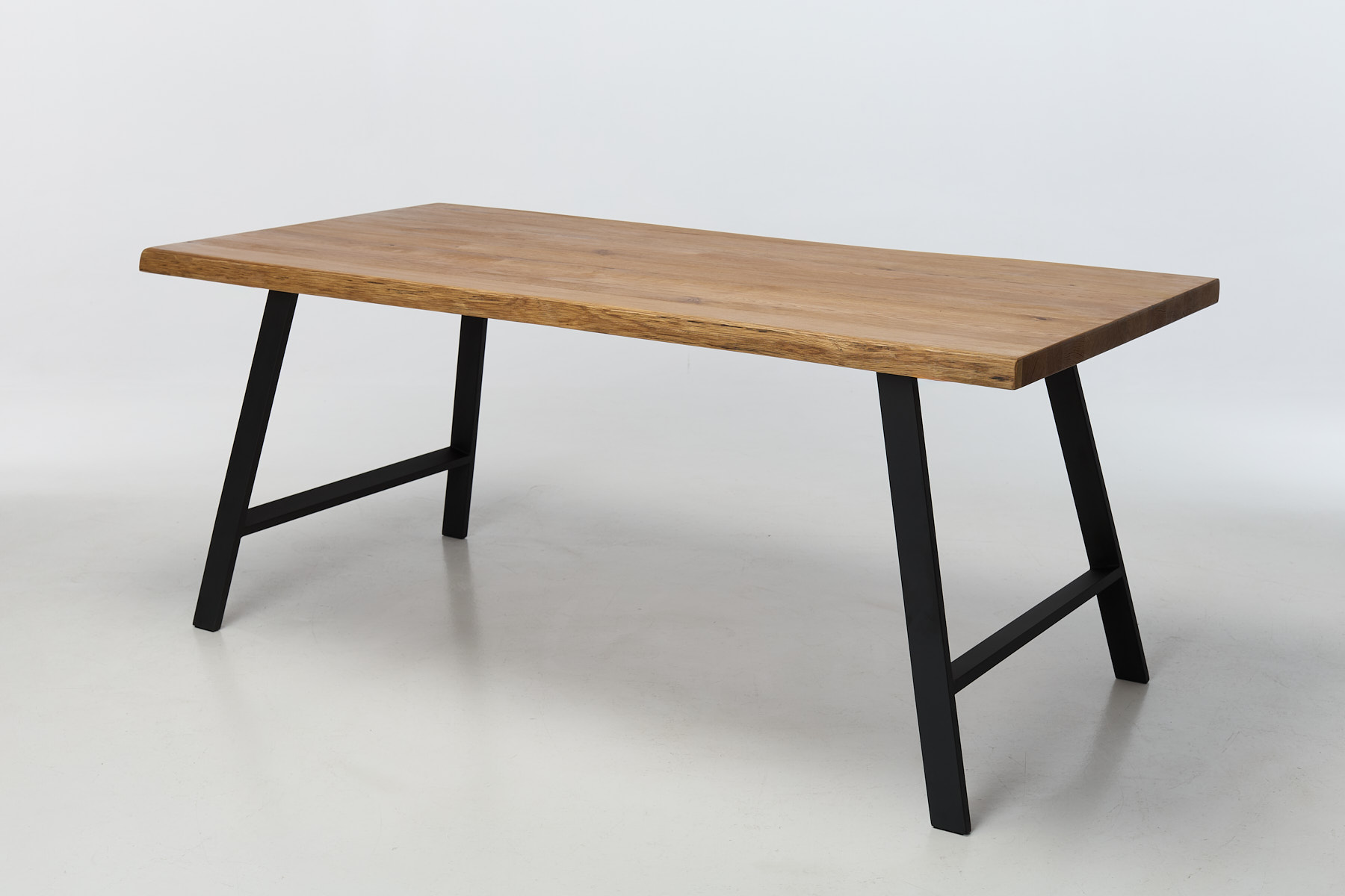 Alder 2m Live Edge Solid Oak Dining Table with Black Legs